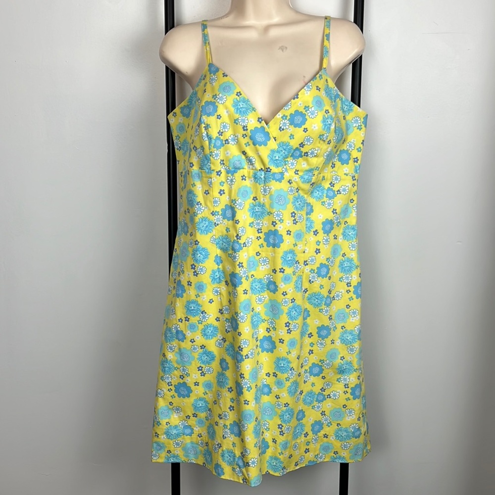 VTG LILLY PULITZER Women's Cami Tank Tops Yellow Floral V-Neck Strappy Size 8
